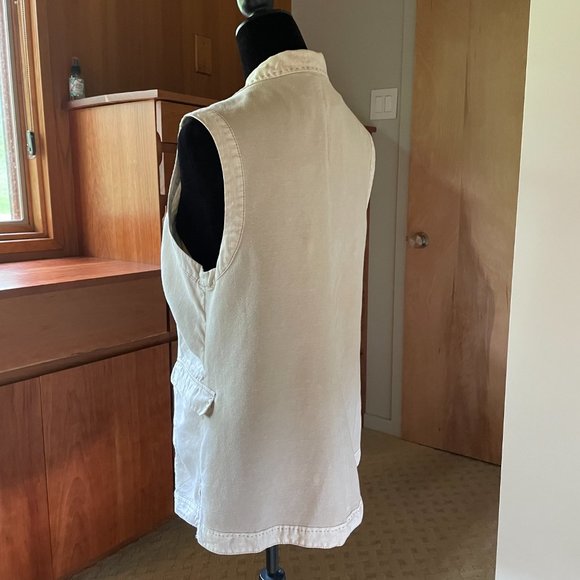 MARRAKECH Anthropologie Beige Linen Cotton Blend Open Vest Pocket M - Picture 7 of 9